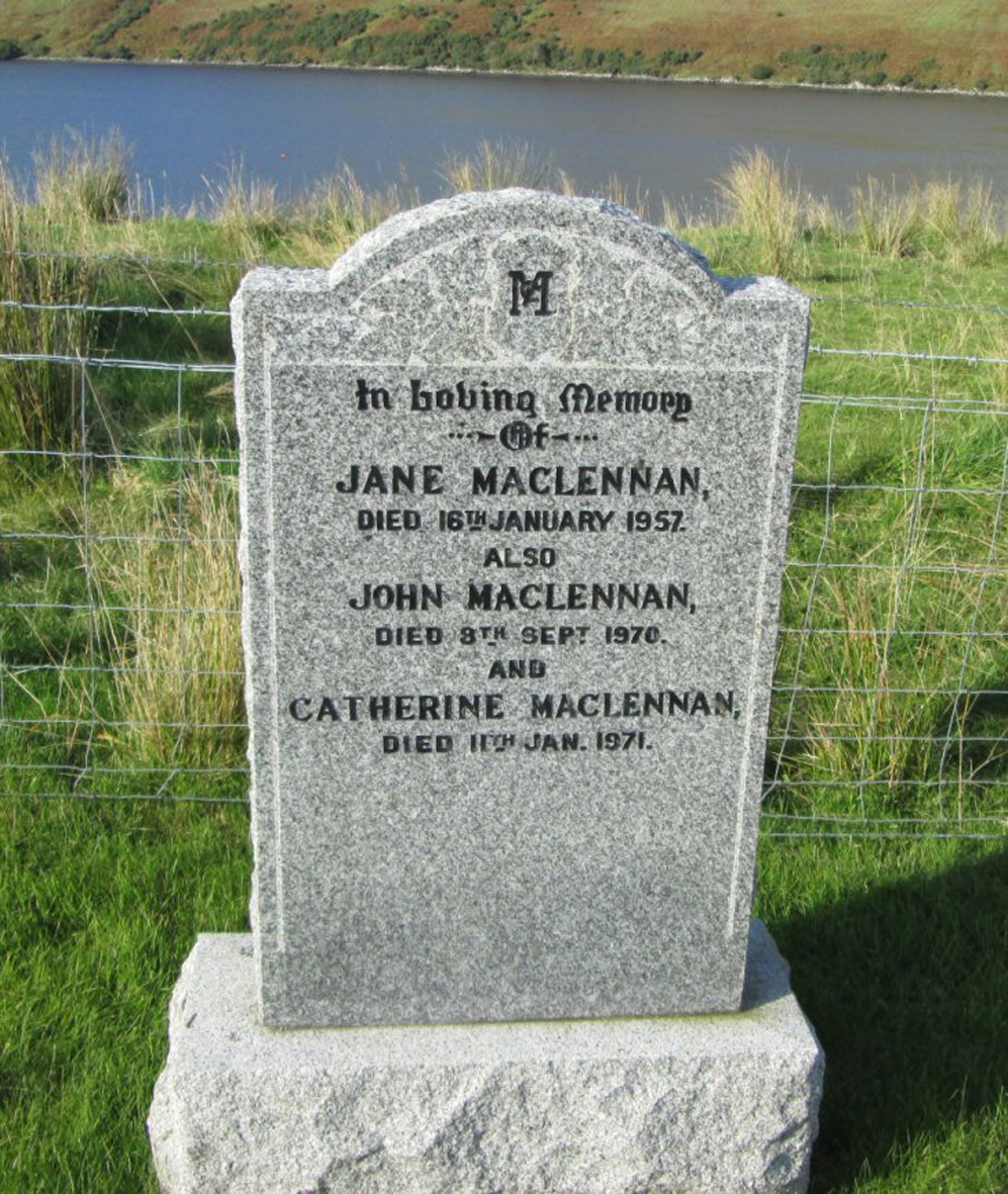 Photo of headstones/Jane MacLennan died 1957 Carbost, Bracadale